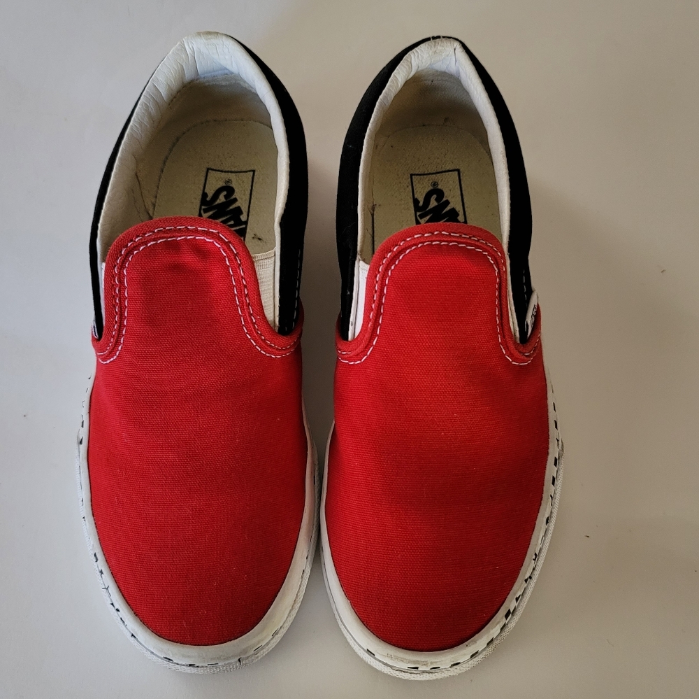 Vans Red-Black-White Classic Slip-On with checkeredboard design for Kids…